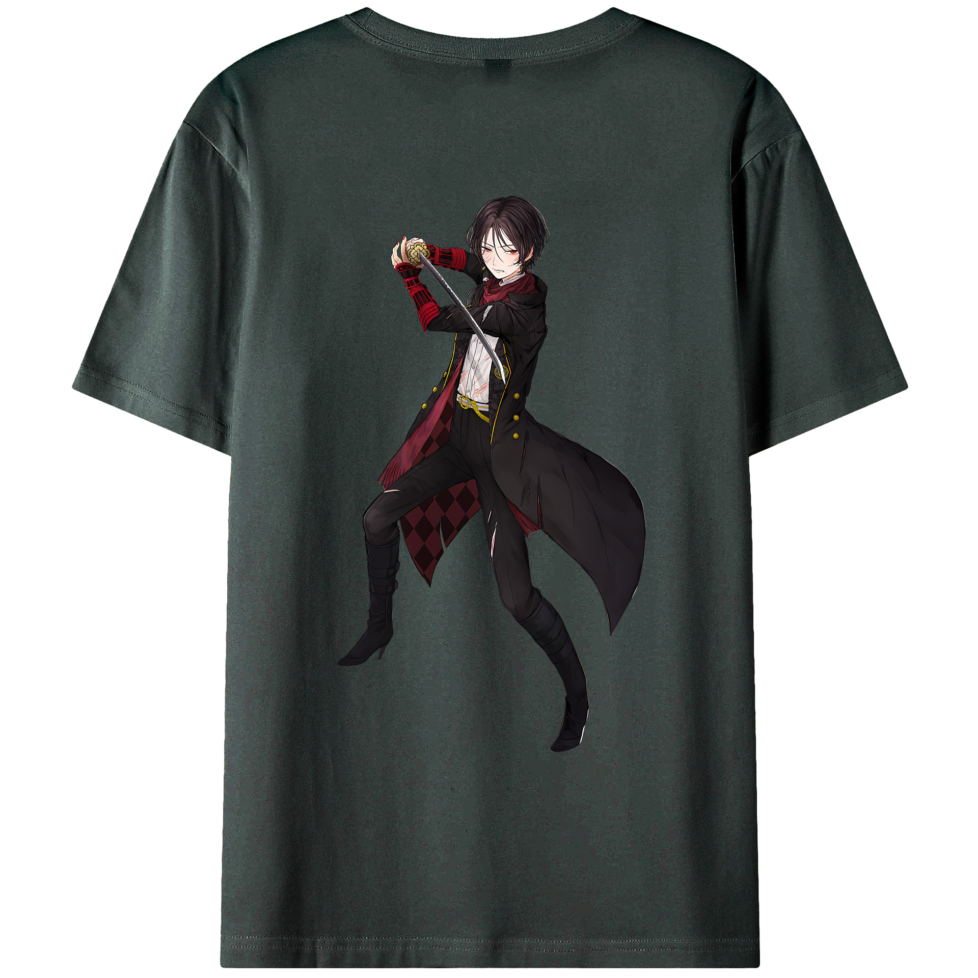 （画像用） 刀剣乱舞 Touken Ranbu 綿100％ メンズ半袖Tシャツ（バックプリント） 通気性